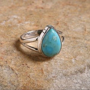 YS Gems Blue Mohave Tirquoise &Sterling Silver Teardrop Ring